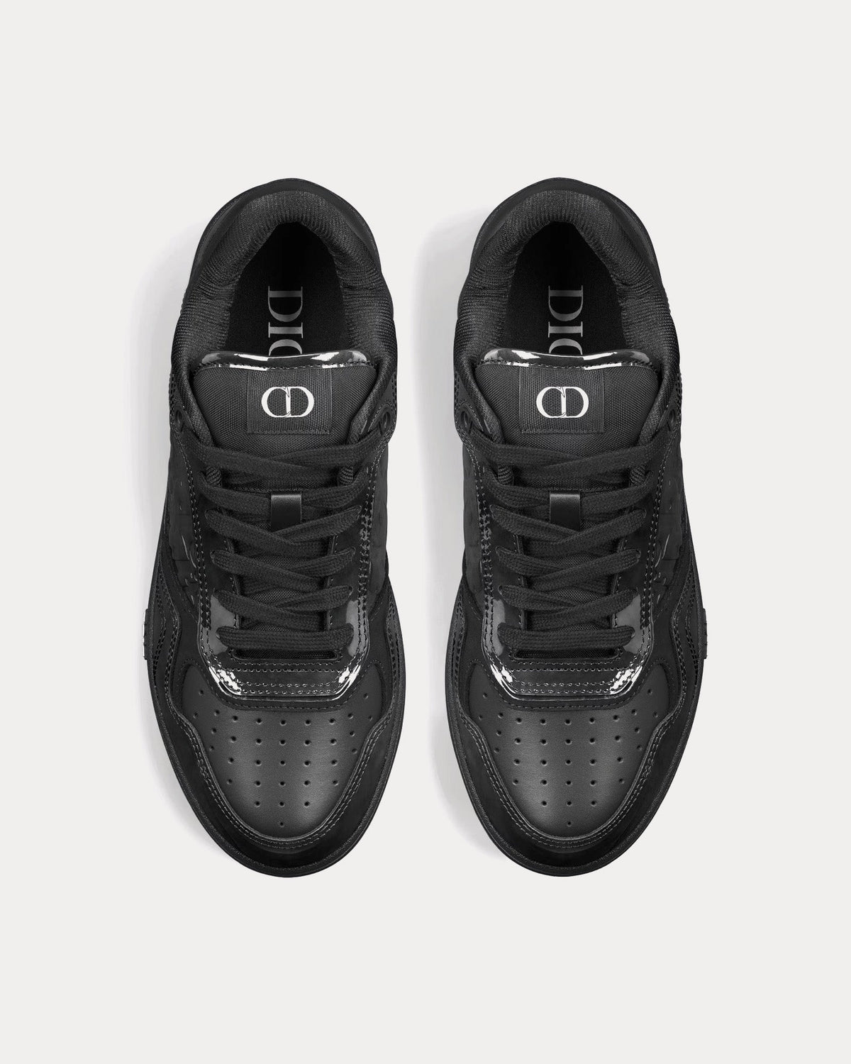 B27 Black Patent Calfskin and Dior Oblique Gravity Leather Low Top Sneakers