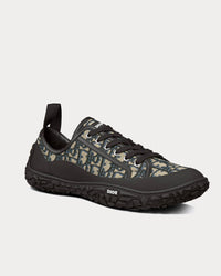 B28 Beige and Black Dior Oblique Jacquard and Black Rubber Low Top Sneakers