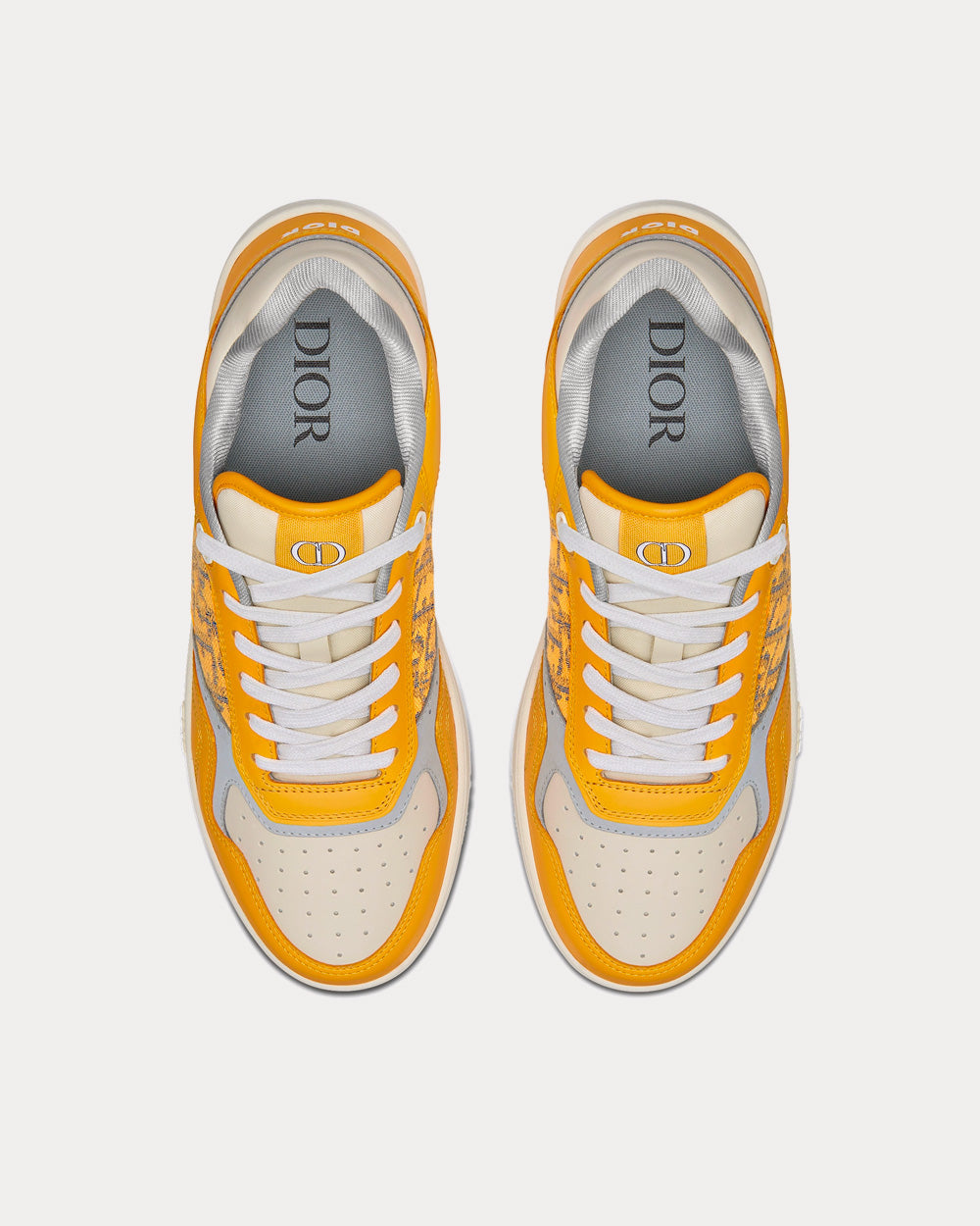 B27 Gold-Tone Smooth Calfskin and Dior Oblique Jacquard Low Top Sneakers