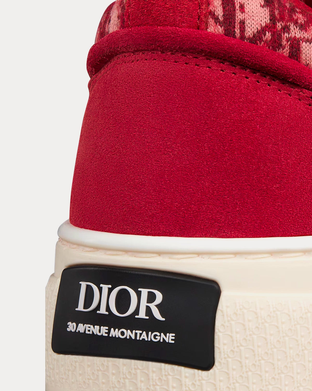 B33 Dior Oblique Mohair & Suede Red Low Top Sneakers