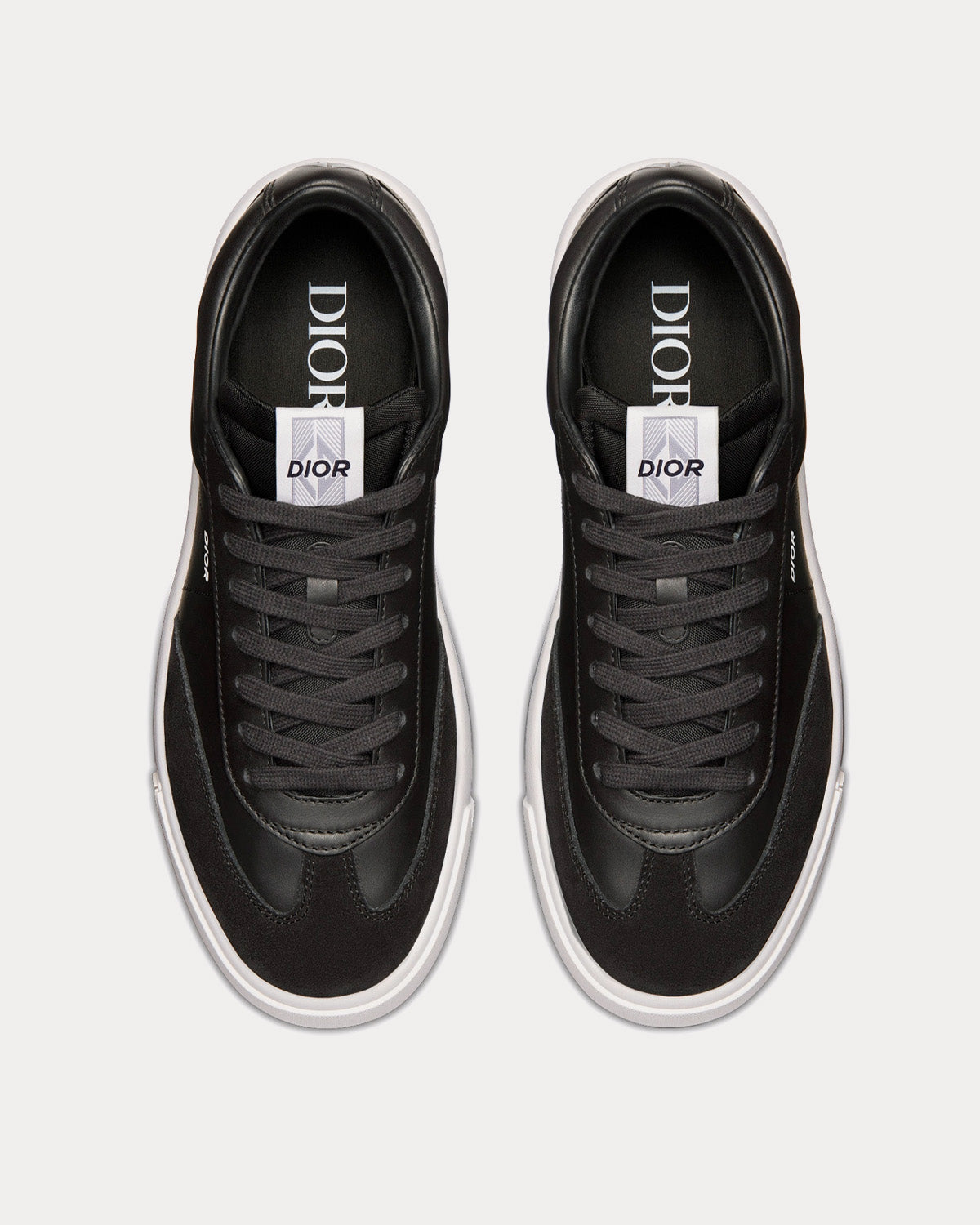 B101 Black Smooth Calfskin and Nubuck Low Top Sneakers