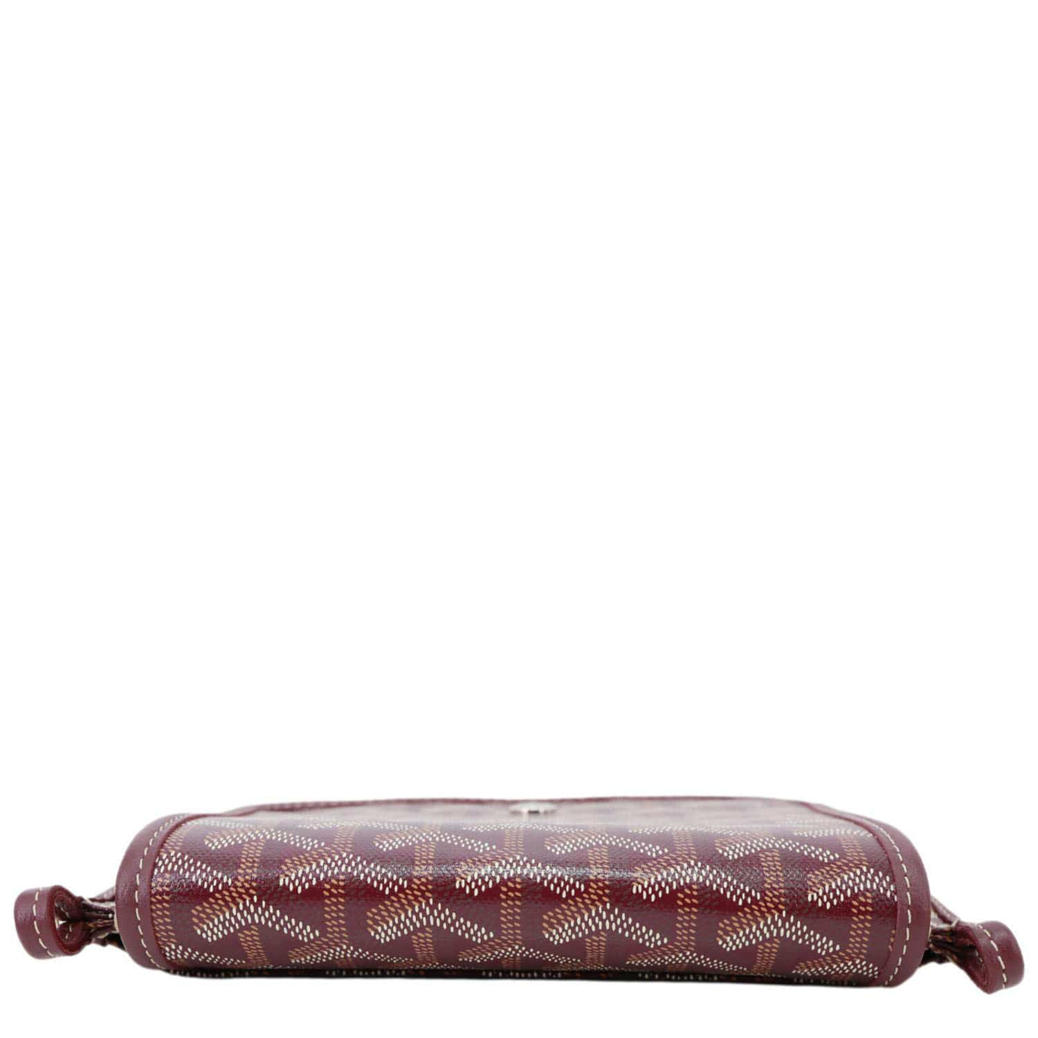 GOYARD Plumet Chevron Print Canvas Clutch Shoulder Bag Burgundy
