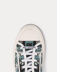 Walk'n'Dior Platform Denim Blue Multicolor Embroidered Cotton with Butterfly Bandana Motif Low Top Sneakers