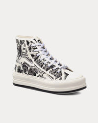 Walk'n'Dior Platform White and Black Cotton Embroidered with Plan de Paris Motif High Top Sneakers