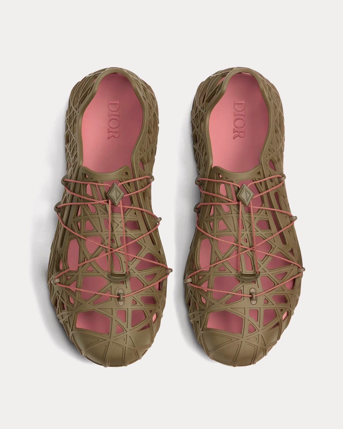 Dior Warp Khaki Cosmo Rubber with Warped Cannage Motif Sandals