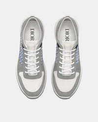 B25 Gray Suede and White Technical Mesh with Blue and White Dior Oblique Canvas Low Top Sneakers