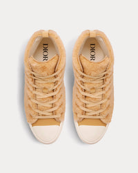 B23 Beige Shearling with Rabbit Motif High Top Sneakers