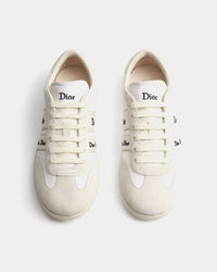 Ribbon Suede Calfskin & Technical Fabric White Low Top Sneakers