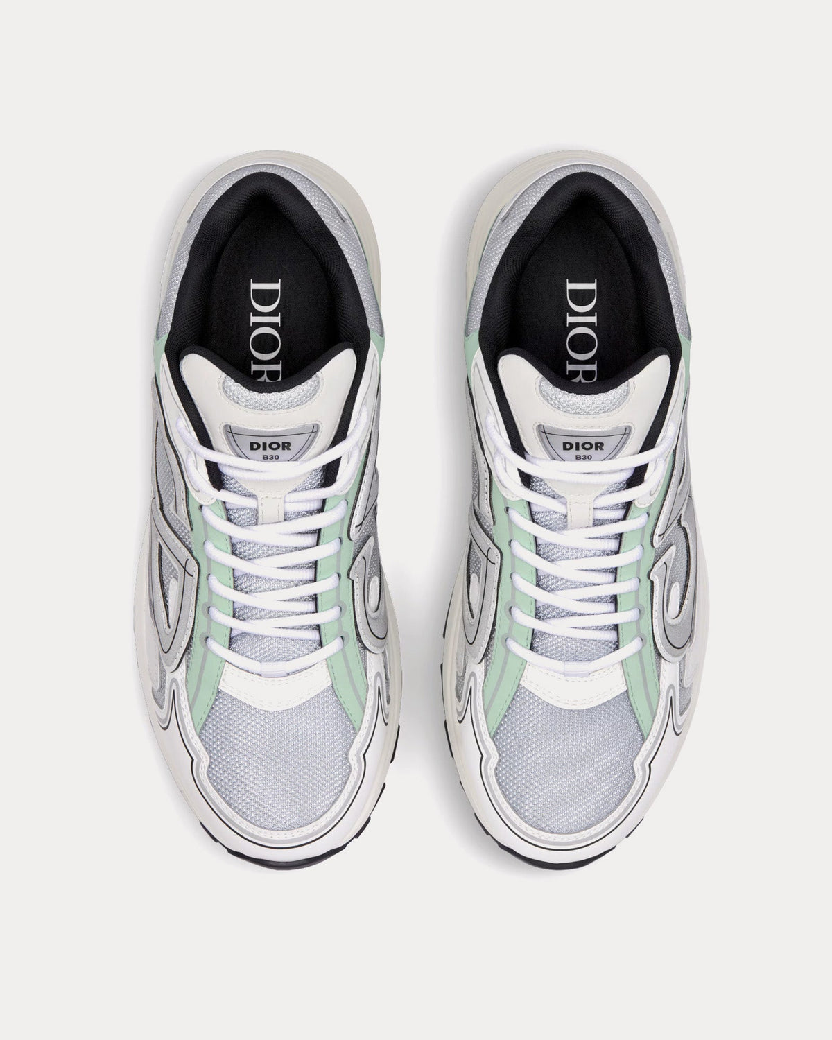 B30 Mesh & Technical Fabric Gray / Light Green / White / Black Low Top Sneakers