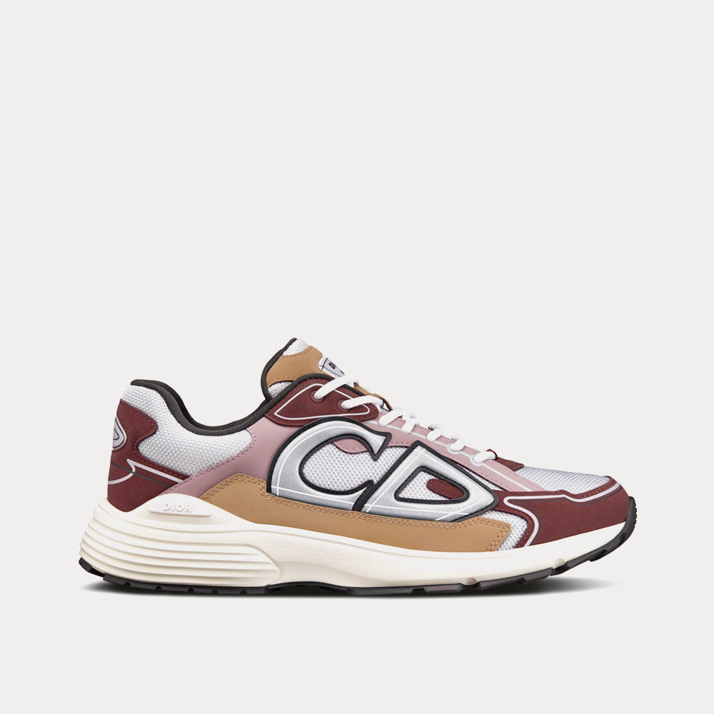 B30 White Mesh and Brown and Beige Technical Fabric Low Top Sneakers