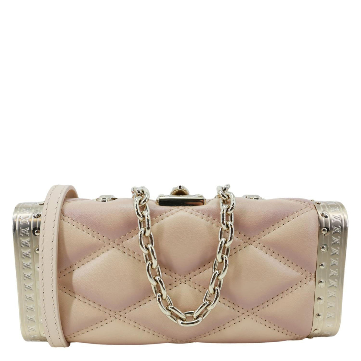 LOUIS VUITTON GO-14 Malletage Minaudiere Quilted Lambskin Leather Crossbody Bag Gold