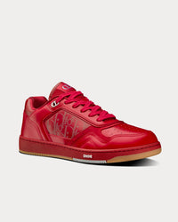 World Tour B27 Red Dior Oblique Galaxy Leather with Smooth Calfskin and Suede Low Top Sneakers