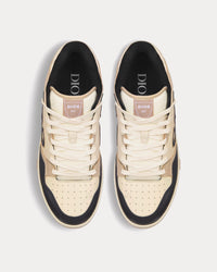 B57 Black and Cream Smooth Calfskin and Beige Suede Mid Top Sneakers