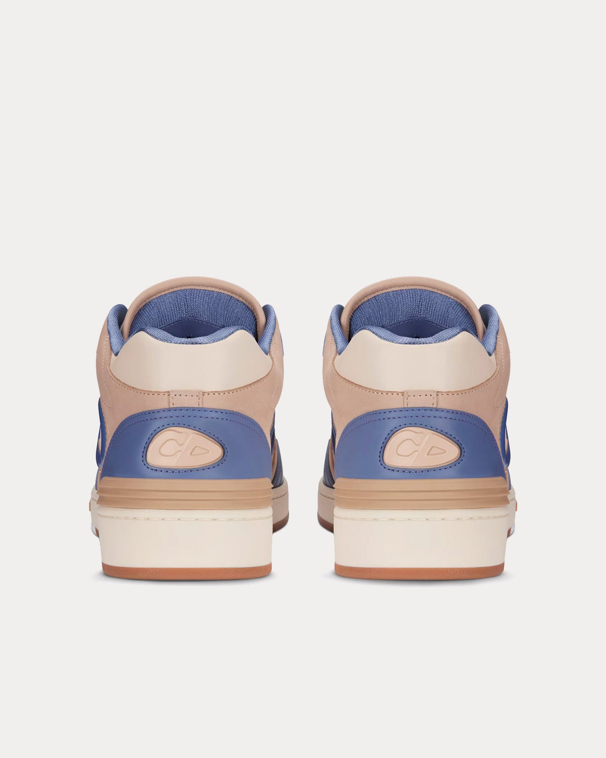 B57 Blue and Cream Smooth Calfskin and Beige Suede Mid Top Sneakers