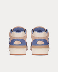 B57 Blue and Cream Smooth Calfskin and Beige Suede Mid Top Sneakers
