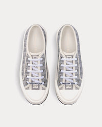 Walk'n'Dior Platform Gray Calfskin Textured with Dior Oblique Motif and Embroidered Cotton Low Top Sneakers