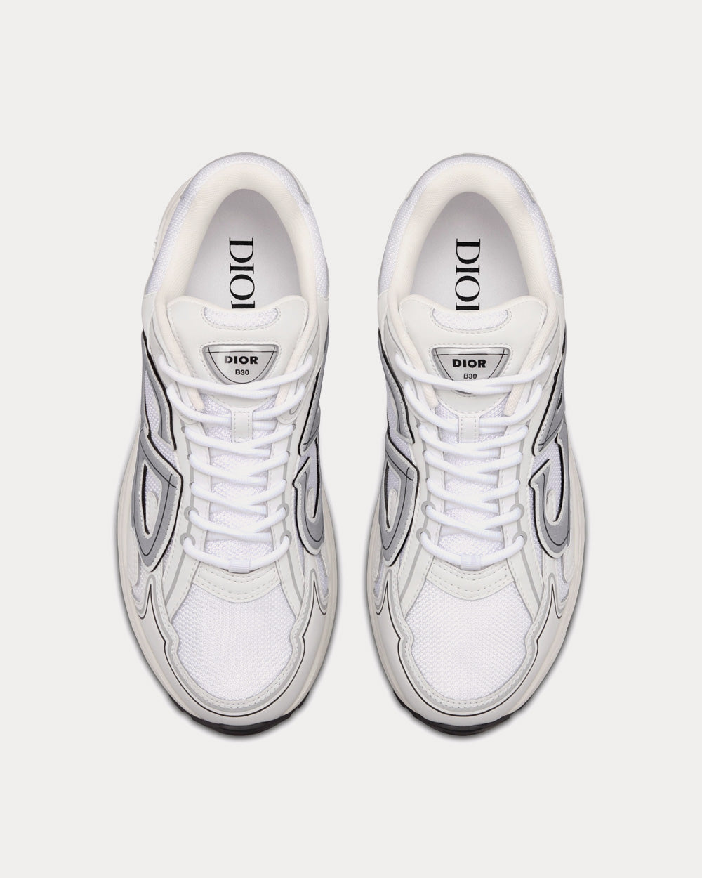 B30 White Mesh and Technical Fabric Low Top Sneakers