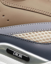 B22 Beige Technical Mesh with Deep Gray and Brown Smooth Calfskin Low Top Sneakers