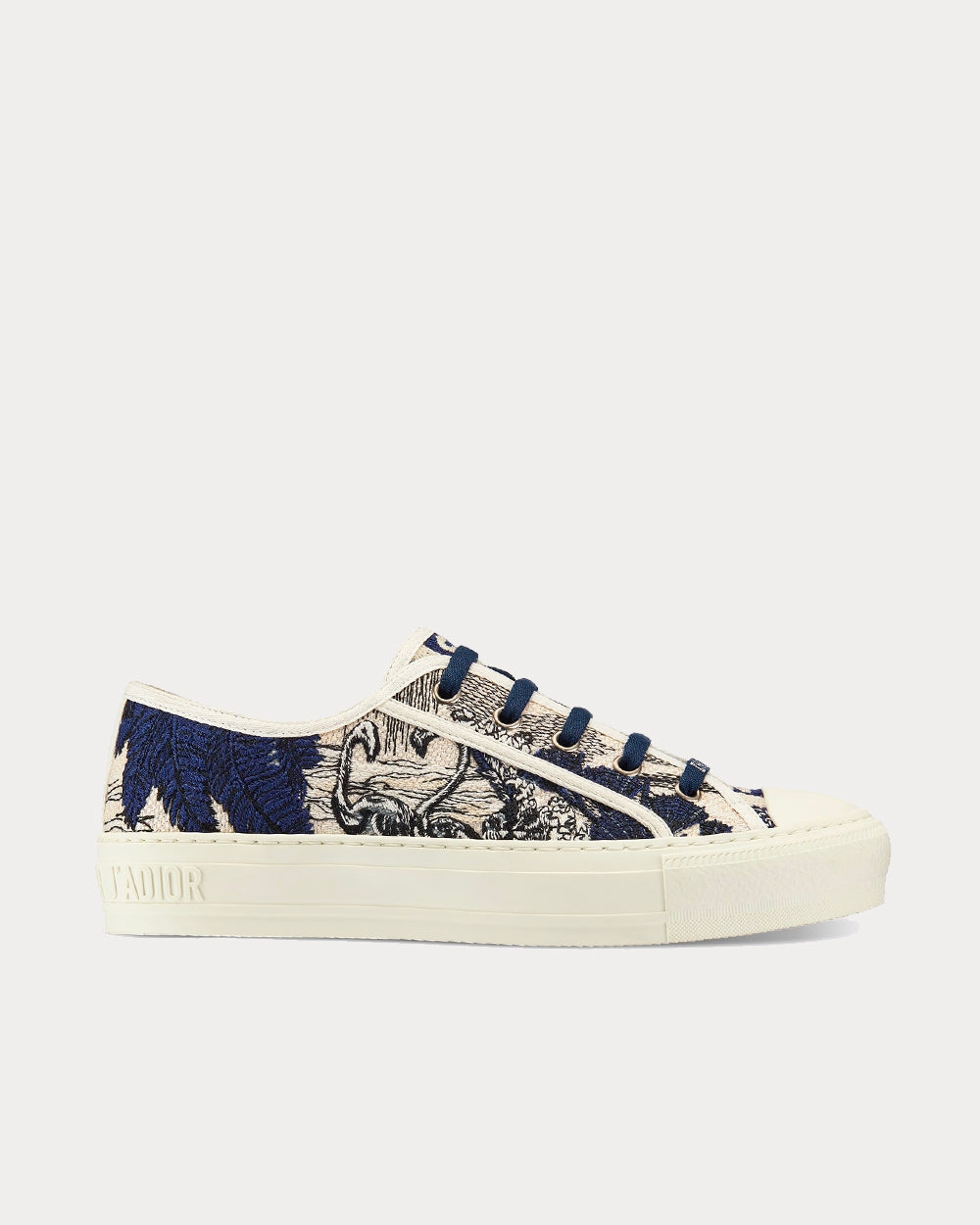 Walk'n'Dior Blue and Off-White Toile de Jouy Embroidered Cotton Low Top Sneakers