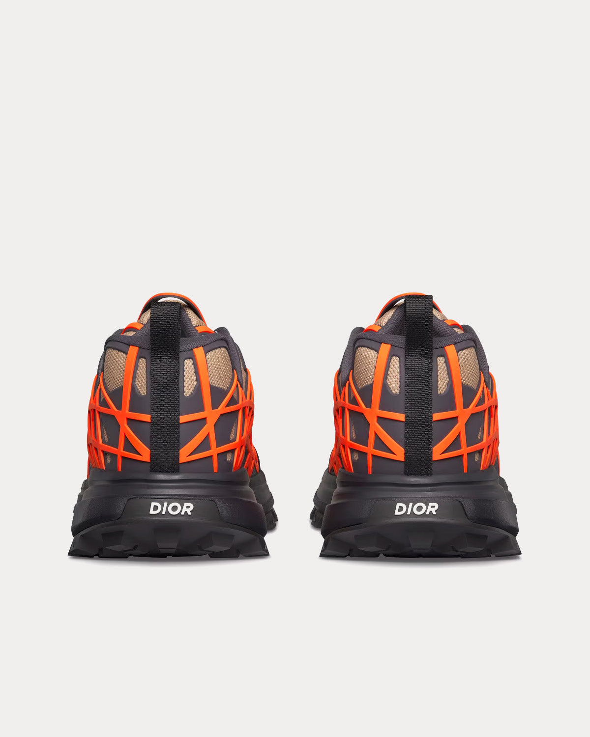 B31 Runner Technical Mesh & Rubber with Warped Cannage Motif Beige / Orange / Black Low Top Sneakers
