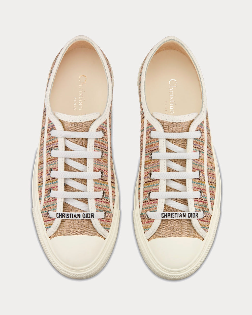 Walk'n'Dior Multicolor Dior Gold Metallic Thread Embroidered Cotton Low Top Sneakers