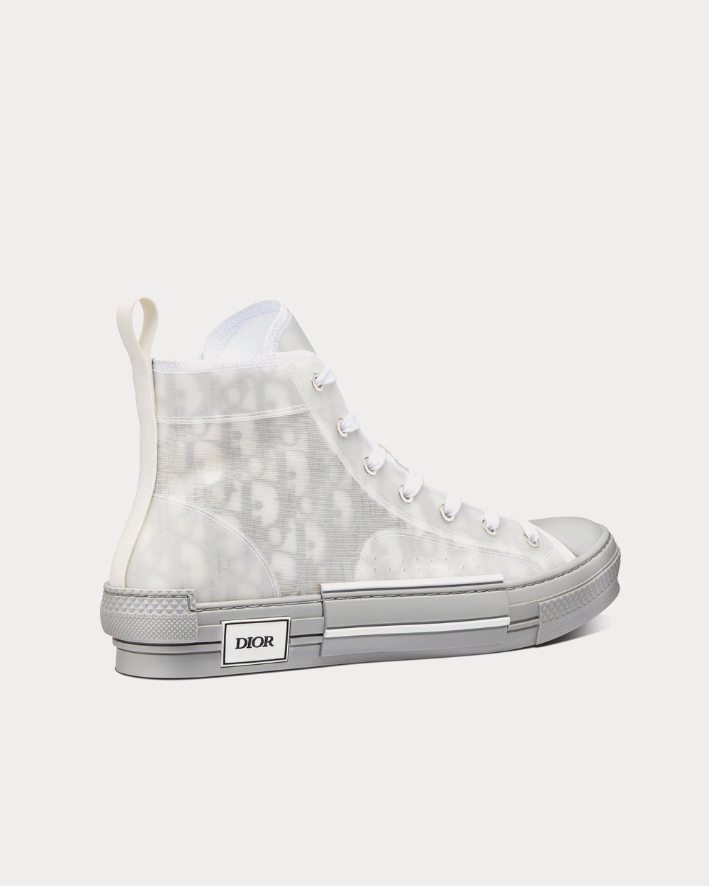 B23 Reflective Gray Dior Oblique Canvas High Top Sneakers
