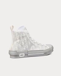 B23 Reflective Gray Dior Oblique Canvas High Top Sneakers