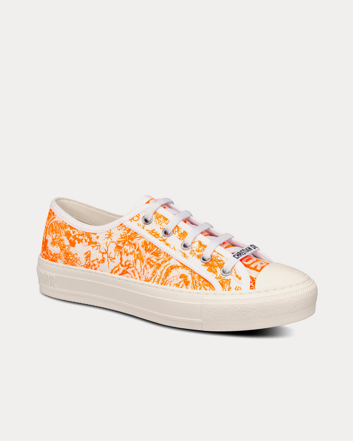 Walk'n'Dior Bright Orange Toile de Jouy Embroidered Cotton Low Top Sneakers