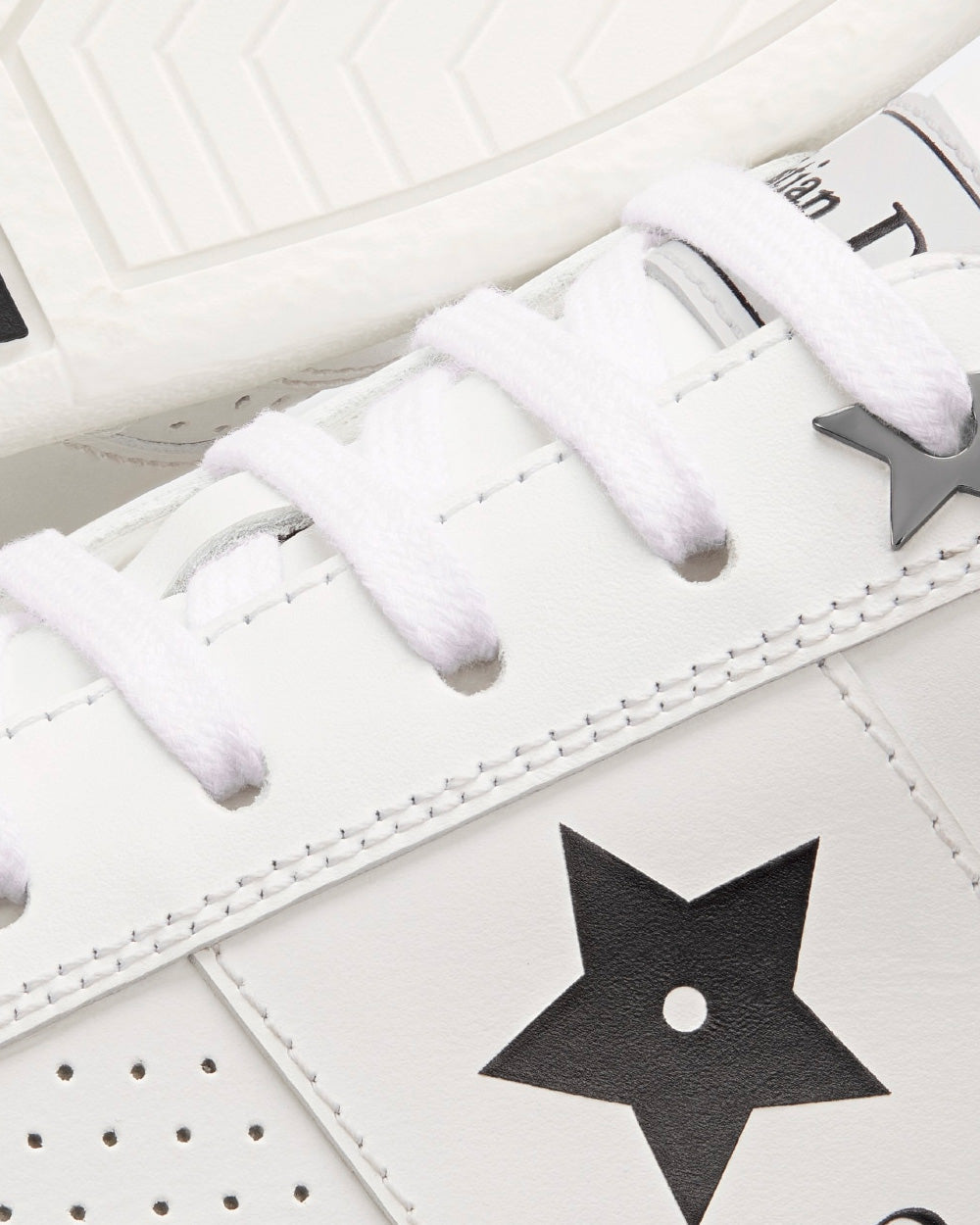Star White Calfskin and Suede Low Top Sneakers