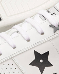Star White Calfskin and Suede Low Top Sneakers