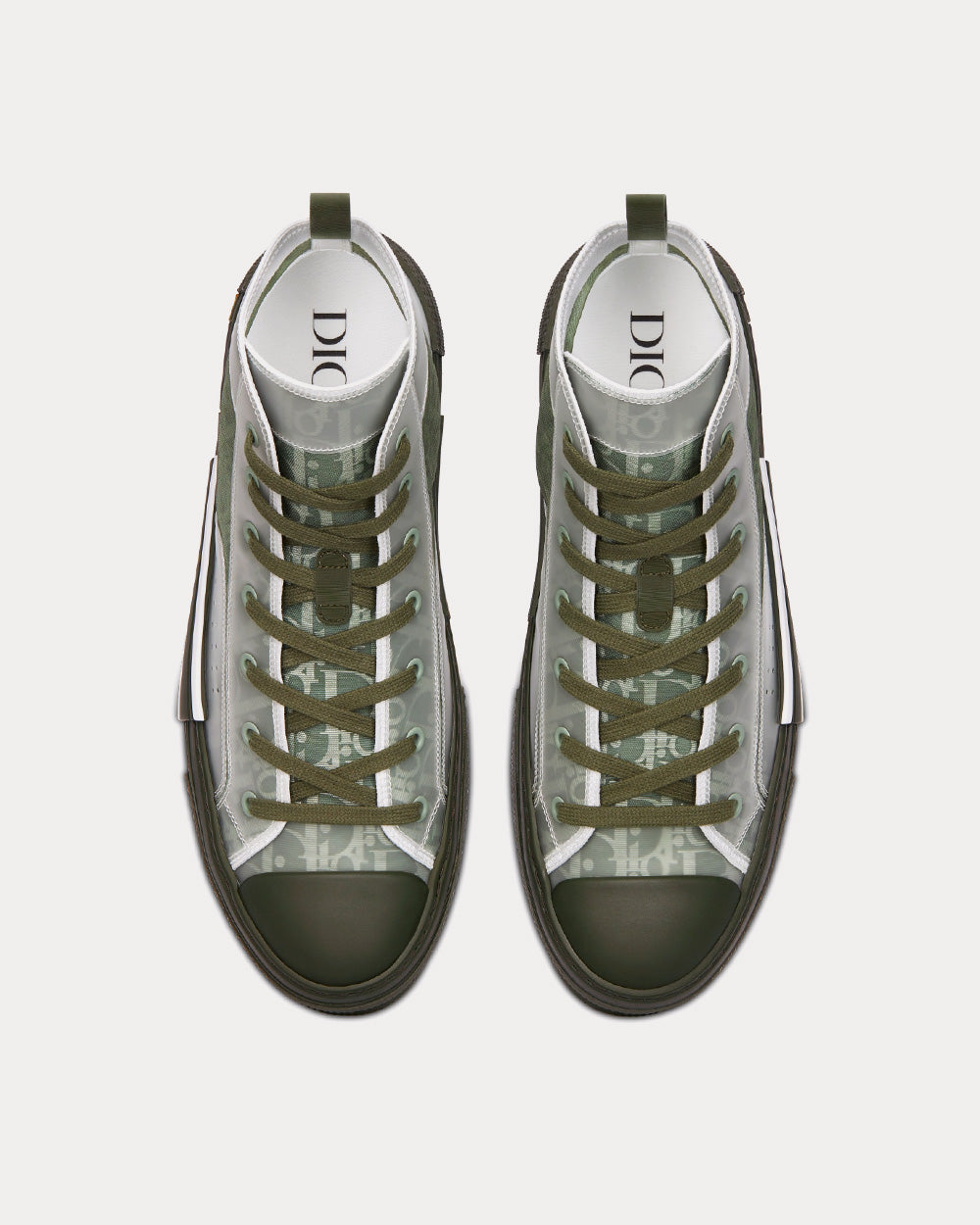 B23 Olive Dior Oblique Canvas High Top Sneakers