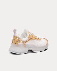 Vibe White Mesh and Gold-Tone Leather Low Top Sneakers