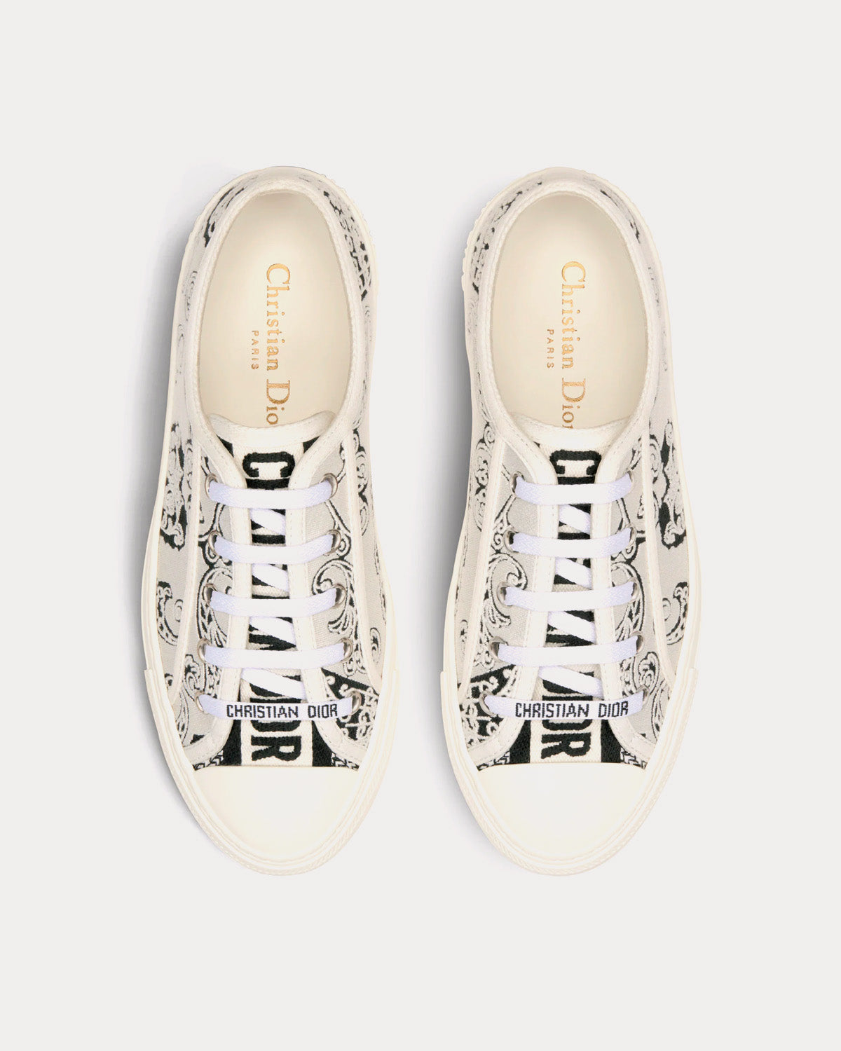 Walk'n'Dior Black and White Cotton with Dior Bandana Embroidery Low Top Sneakers