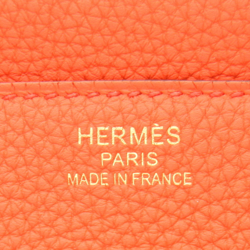 Birkin 35 cm handbag in Poppy orange togo leather