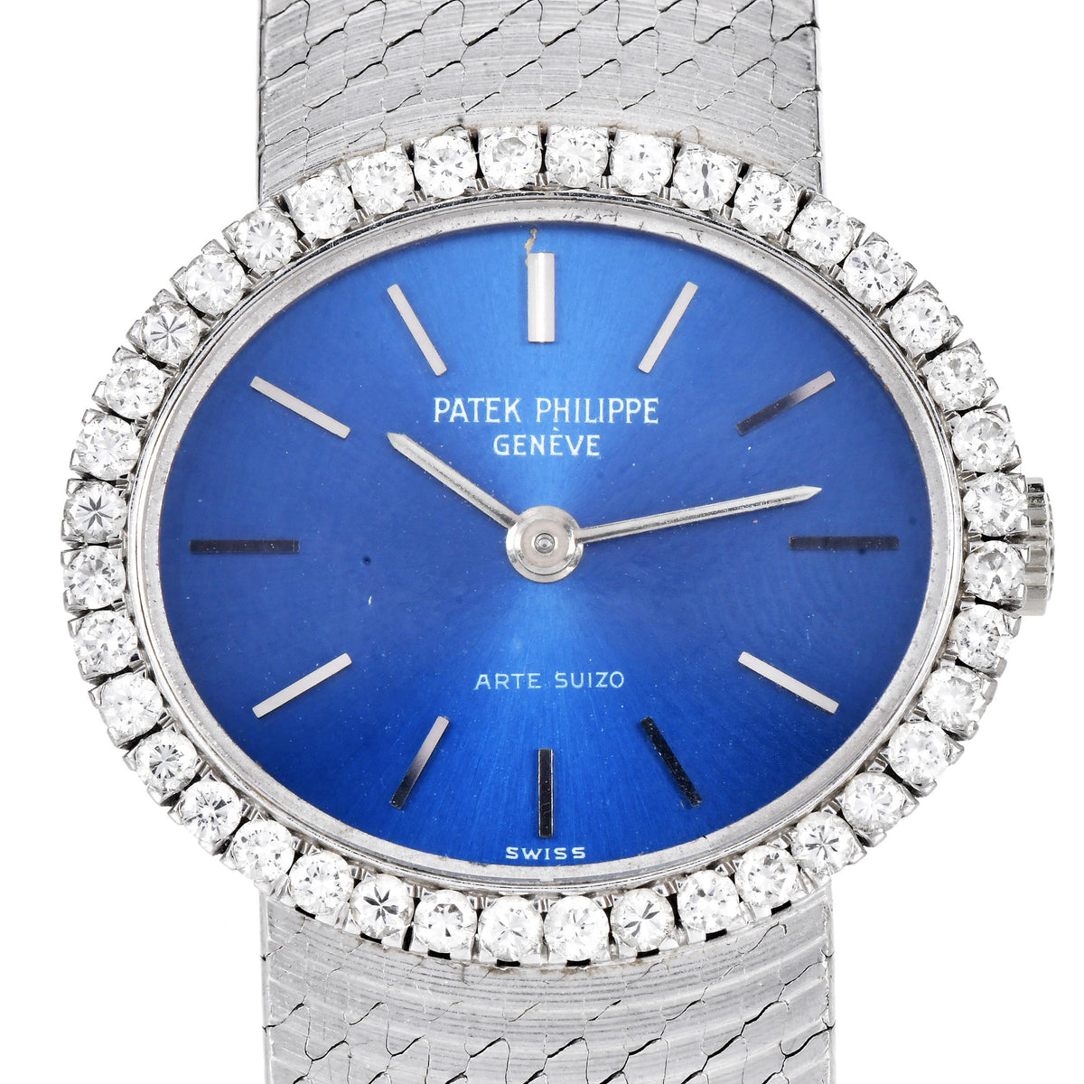 Patek Philippe Ellipse Diamond Blue Dial 18K Gold Watch