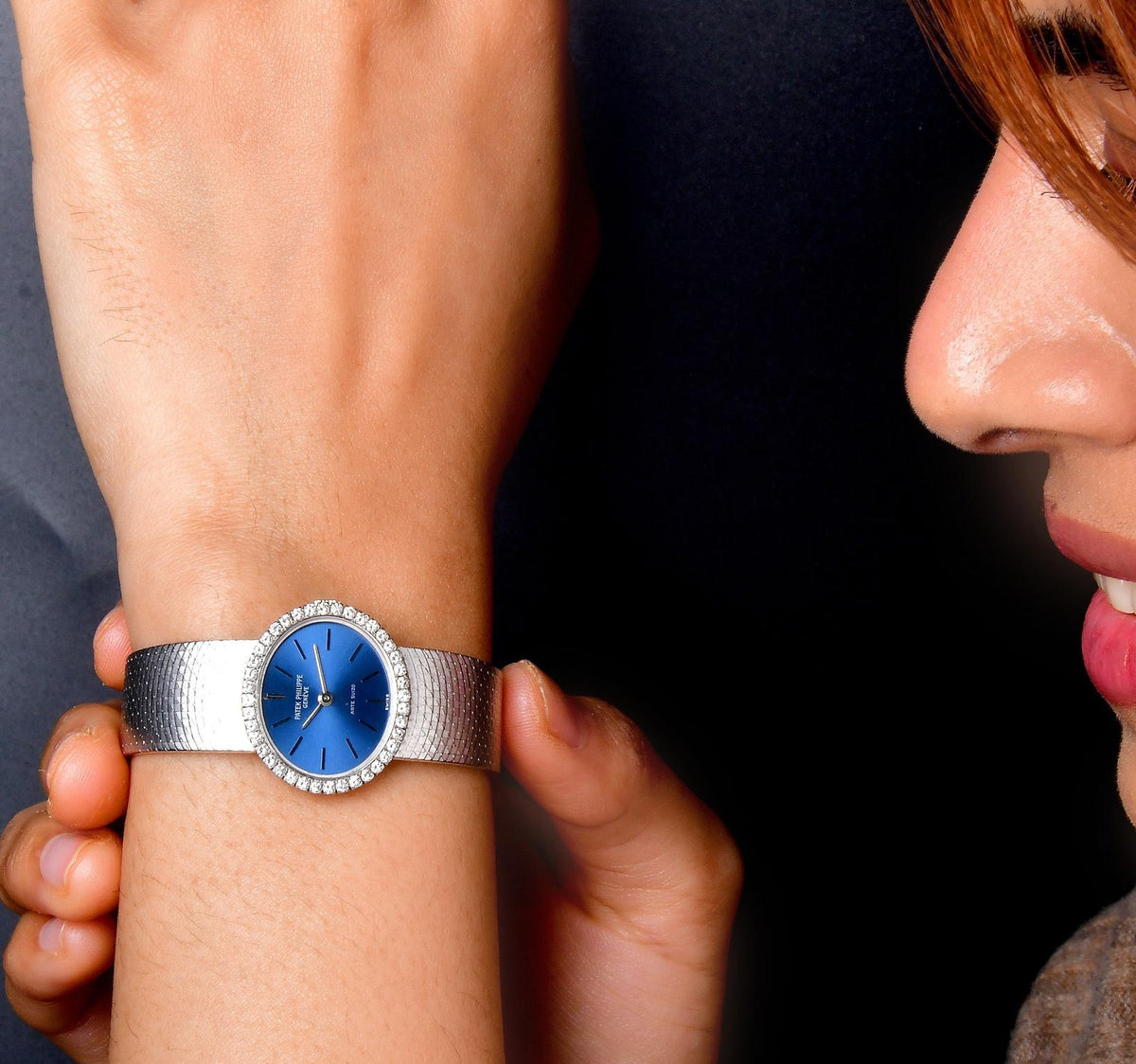 Patek Philippe Ellipse Diamond Blue Dial 18K Gold Watch