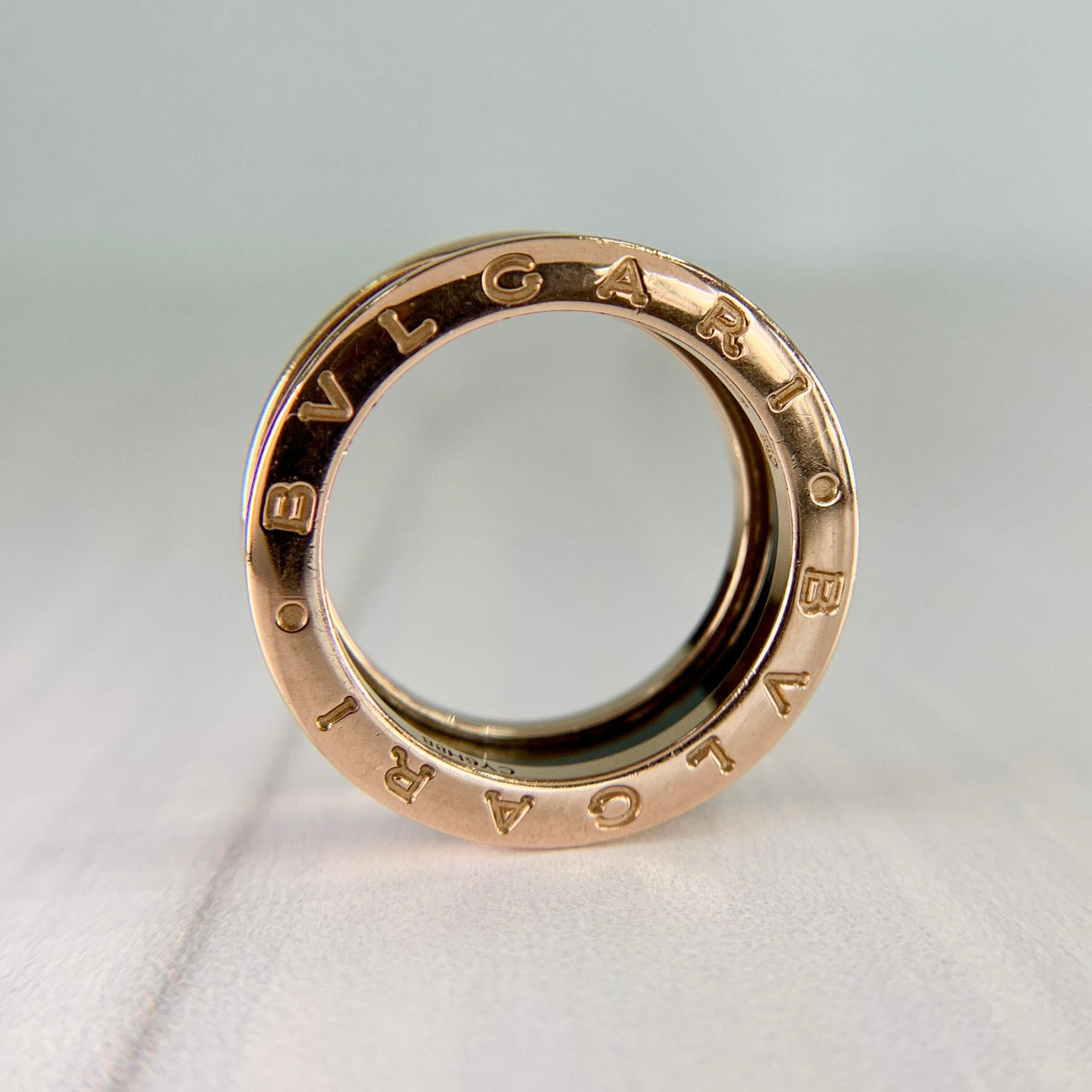 BVLGARI Bulgari B.zero1 Two-Band Ring 18k Rose Gold and Ceramic