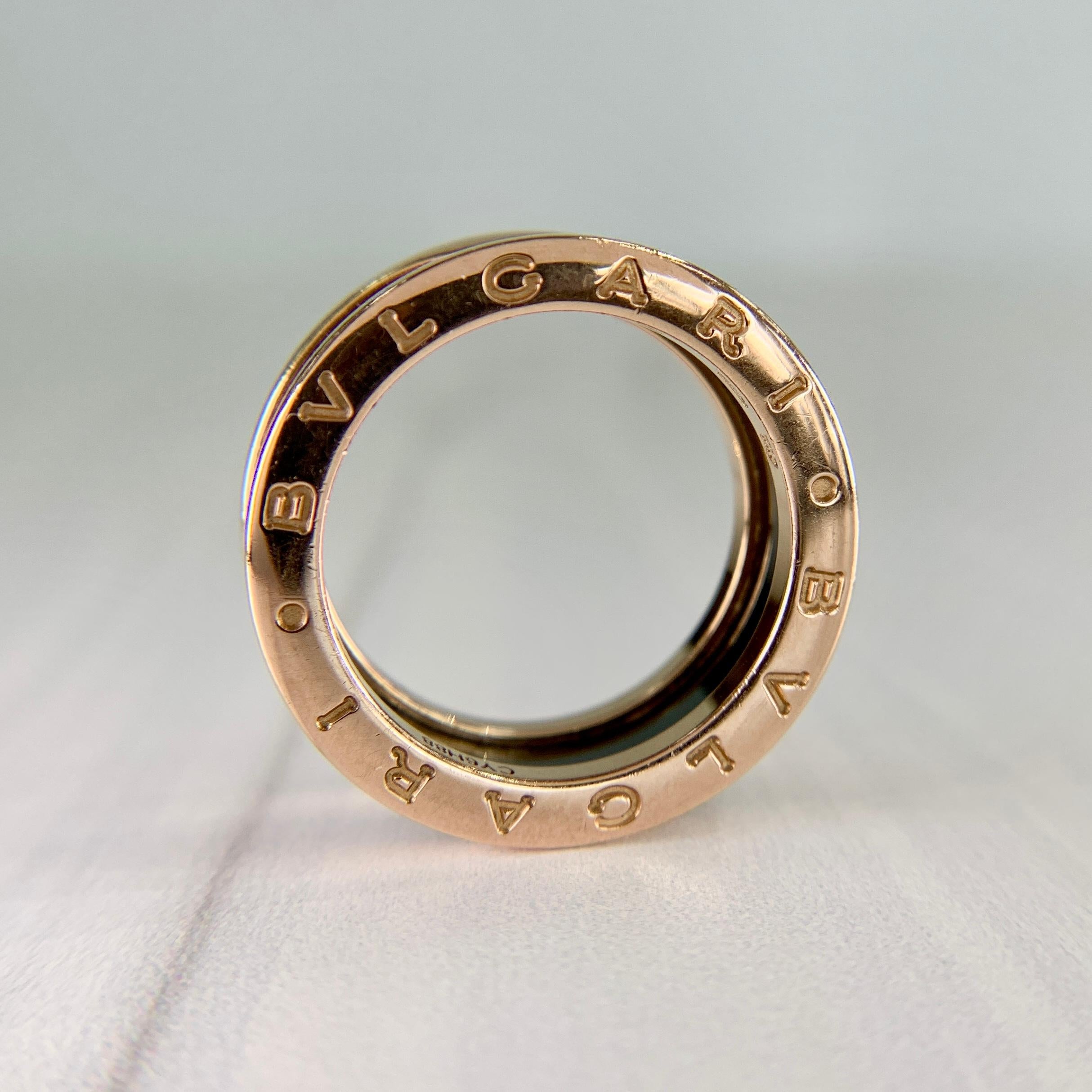 BVLGARI Bulgari B.zero1 Two-Band Ring 18k Rose Gold and Ceramic