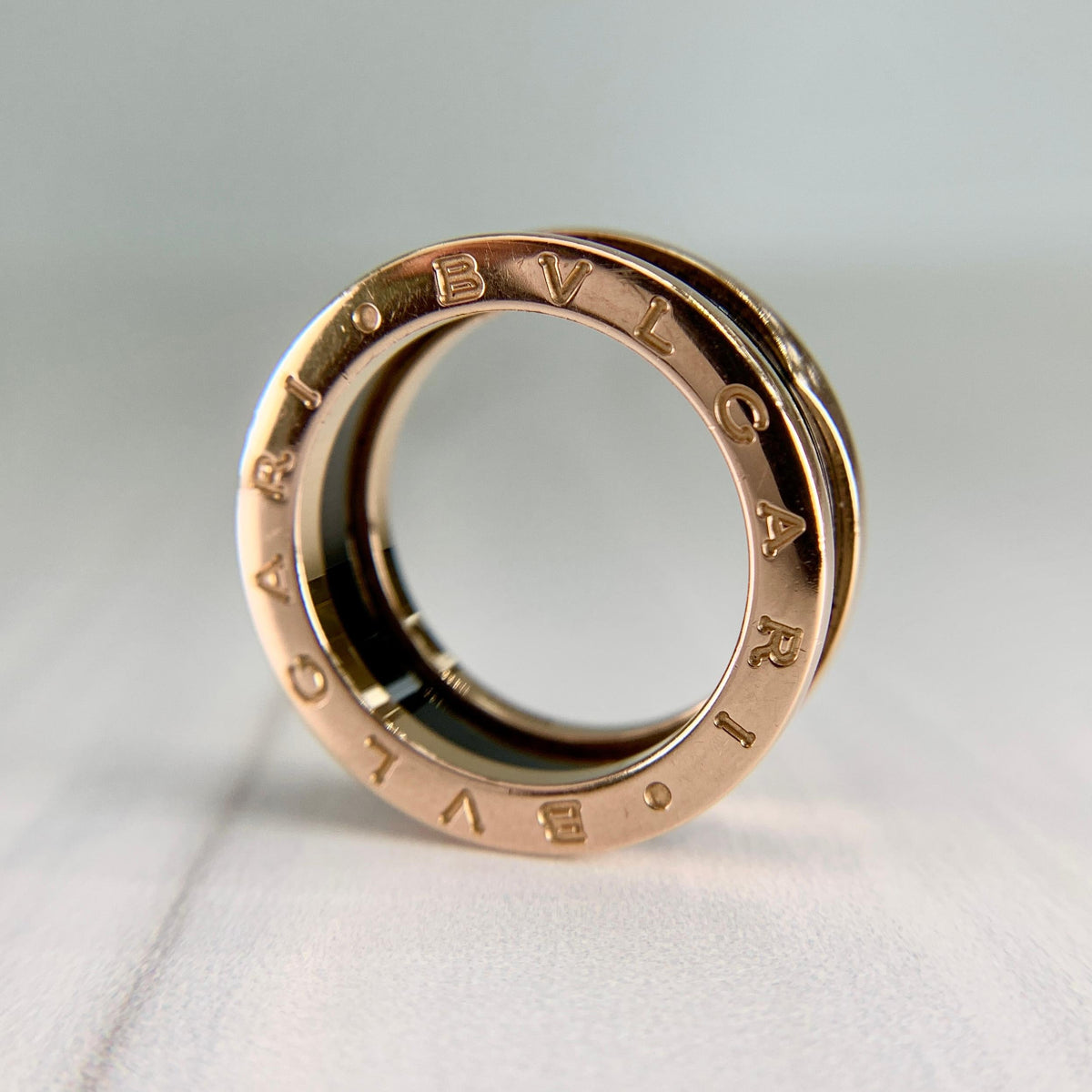 BVLGARI Bulgari B.zero1 Two-Band Ring 18k Rose Gold and Ceramic