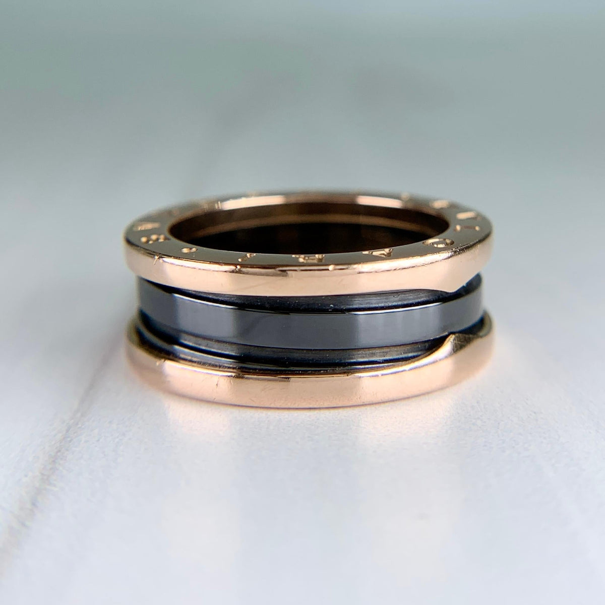 BVLGARI Bulgari B.zero1 Two-Band Ring 18k Rose Gold and Ceramic
