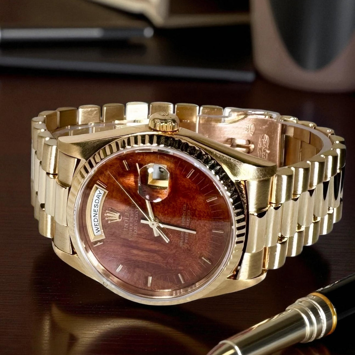 Rolex Day Date President 18238 Burlwood Dial