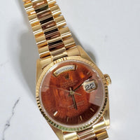 Rolex Day Date President 18238 Burlwood Dial