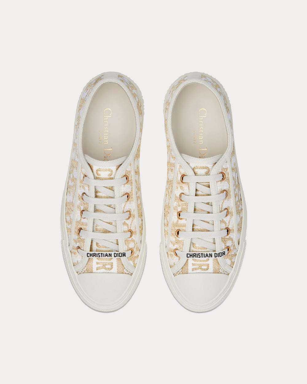 Walk'n'Dior Gold-Tone Dior Oblique Cotton with Metallic Thread Embroidery Low Top Sneakers