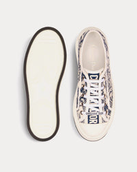 Walk'n'Dior Platform White Embroidered Cotton with Blue Toile de Jouy Motif Low Top Sneakers