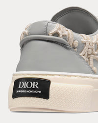 B33 Gray Smooth Calfskin with Cream Dior Oblique Raised Embroidery Low Top Sneakers