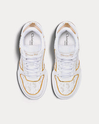 Dior One White and Gold-Tone Dior Oblique Perforated Calfskin Low Top Sneakers