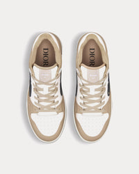 B57 Beige and White Smooth Calfskin with Beige and Black Dior Oblique Jacquard Low Top Sneakers