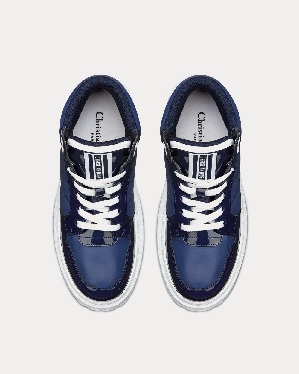 D-Player Quilted Nylon Navy Blue High Top Sneakers