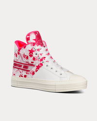 Walk'n'Dior Star Bright Pink and White Calfskin and Technical Fabric with Dior Étoile Motif High Top Sneakers