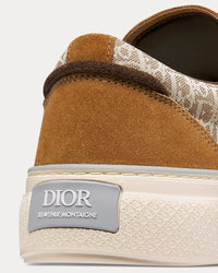 B33 Beige Dior Oblique Jacquard with Brown and Cognac Suede Low Top Sneakers